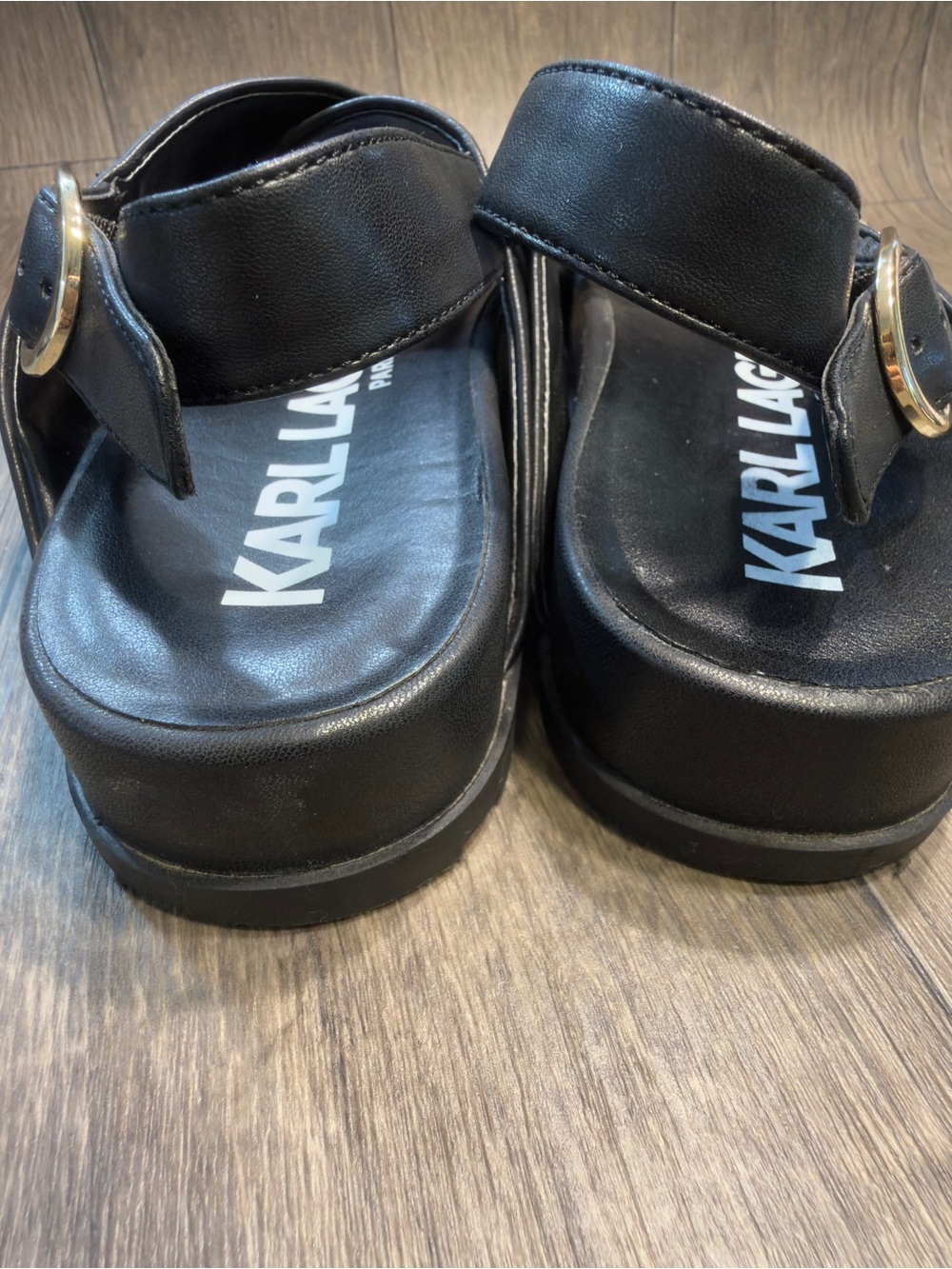 Karl Lagerfeld Paris Bexli sandals black charm slingback wedge women’s size 8 - Picture 6 of 9